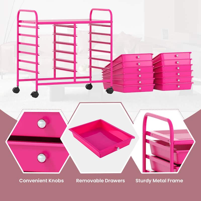 Costway 12 Drawers Rolling Cart Storage Scrapbook Paper Studio - See Details