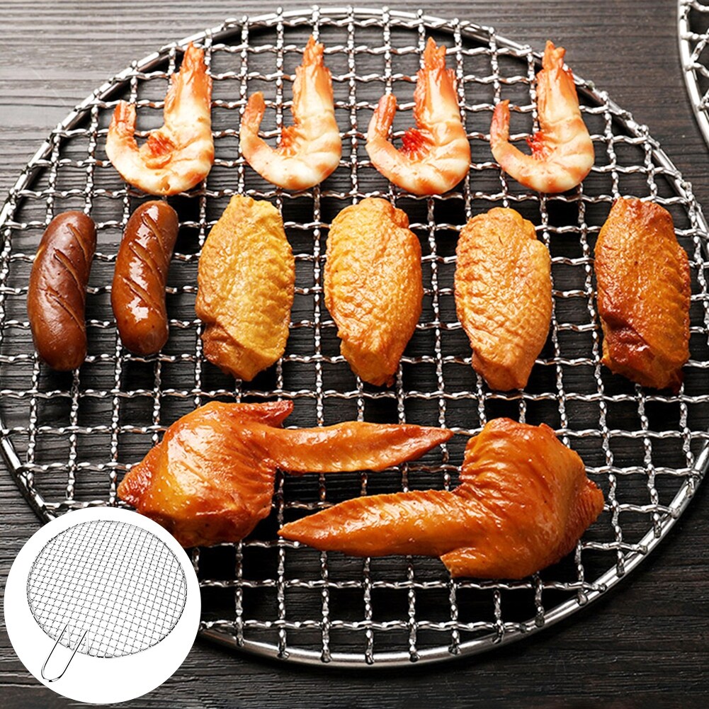 Stainless Steel Meat Net Grilling Rack Round Mini Net Grill Roast Rack for Meat 