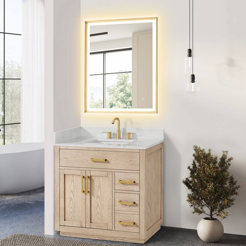 Altair Gavino Bath Vanity with Grain White Composite Stone Top, no Mirror