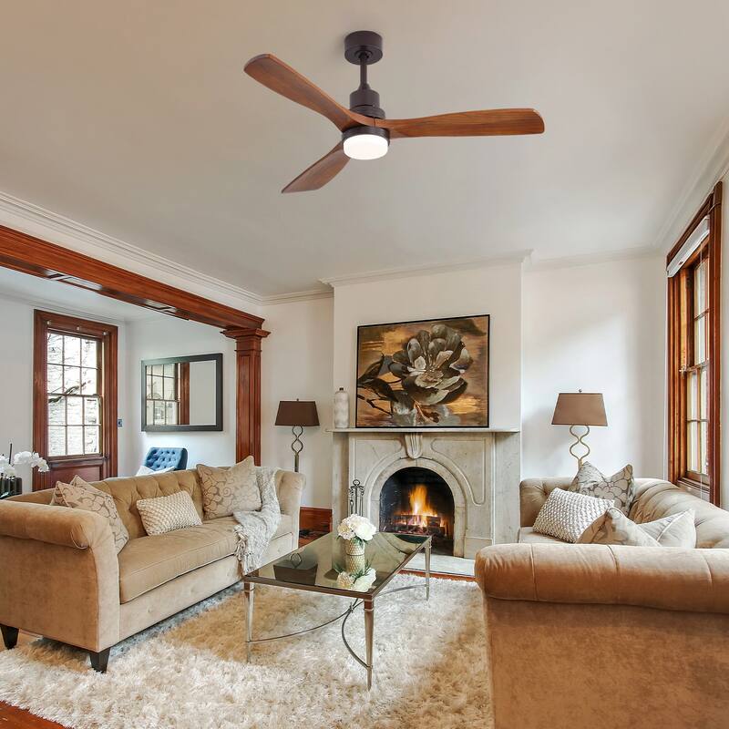 Sofucor 52 Inch Ceiling Fan with Light and Remote,Smart Optional,Quiet DC Motor for Bedroom Living Room Farmhouse Patio Porch