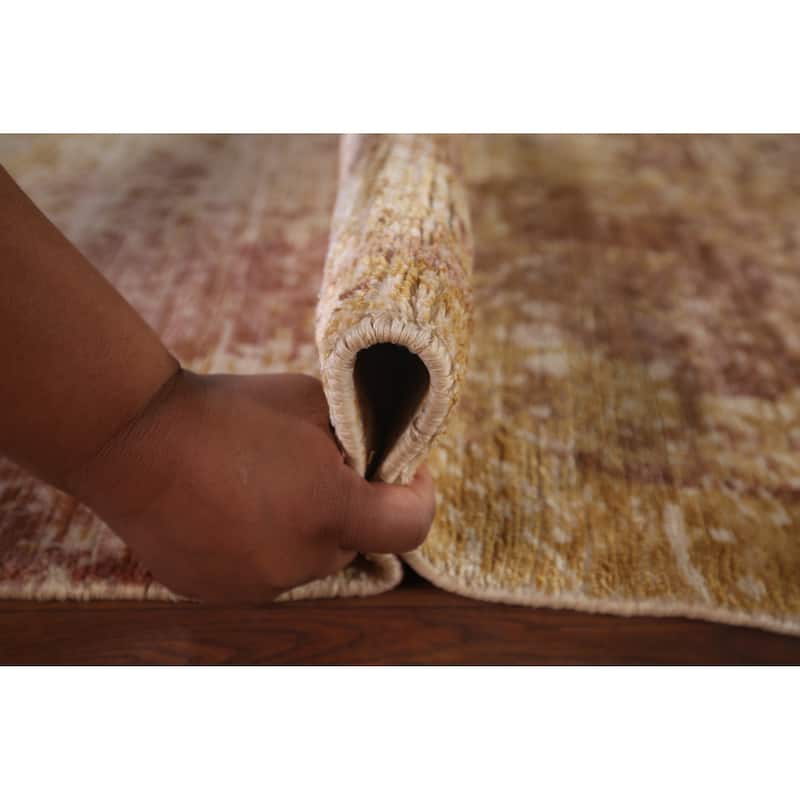 All-Over Abstract Oriental Area Rug Handmade Wool Carpet - 5'10"x 9'1"