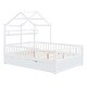 preview thumbnail 6 of 22, Pine Wood House-Shaped Bed with Twin Size Retractable Trundle, Kids Toddler Platform Bed with Apex Roof & Shelf, Full Size