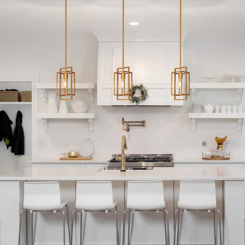 Dilley Modern Antique Gold Mini 1-Light Pendant Lights for Kitchen Island - L5.5'' x W4.72 '' x H11.8''