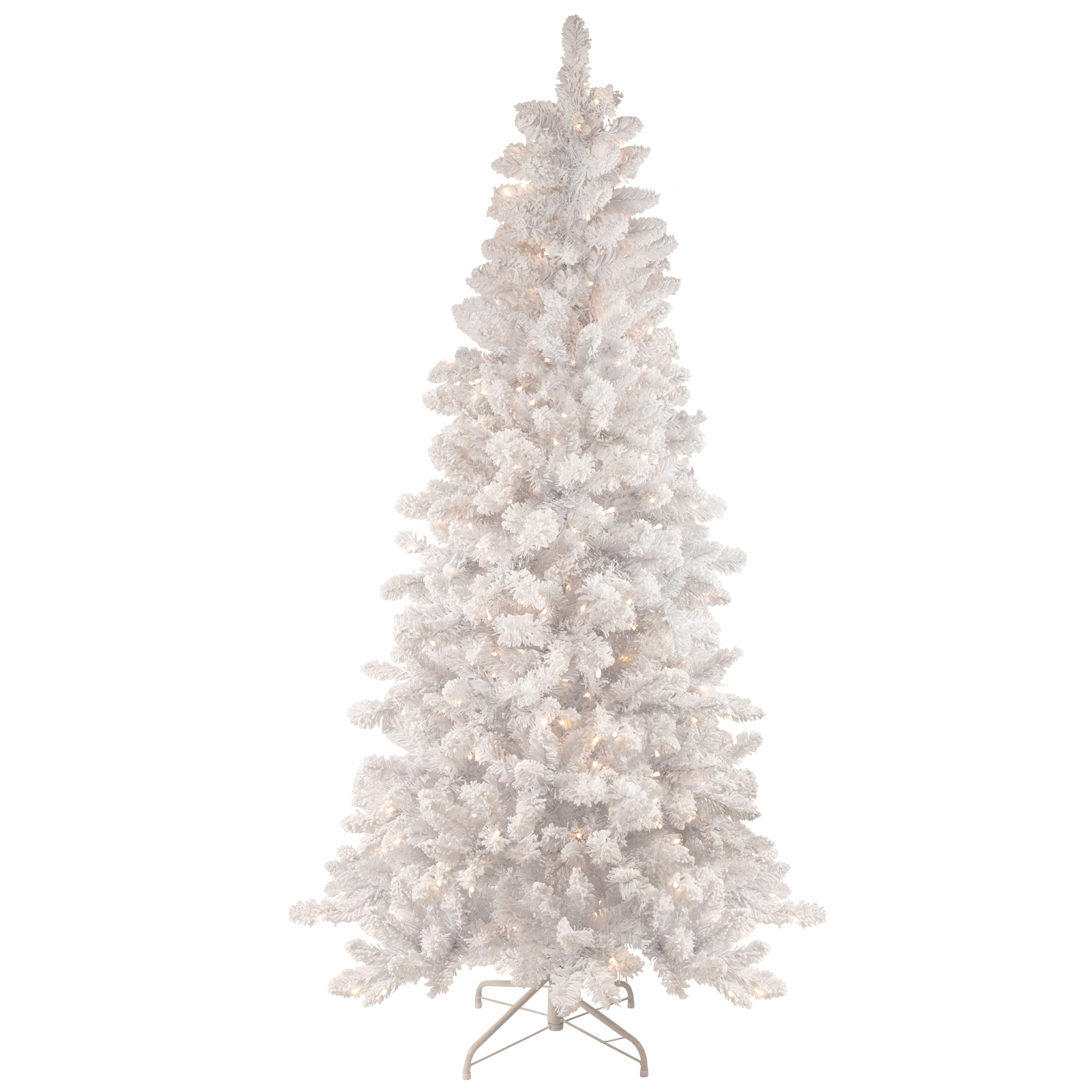 6.5' Pre-Lit Medium Flocked Norway Pine Artificial Christmas Tree Warm White LED Lights