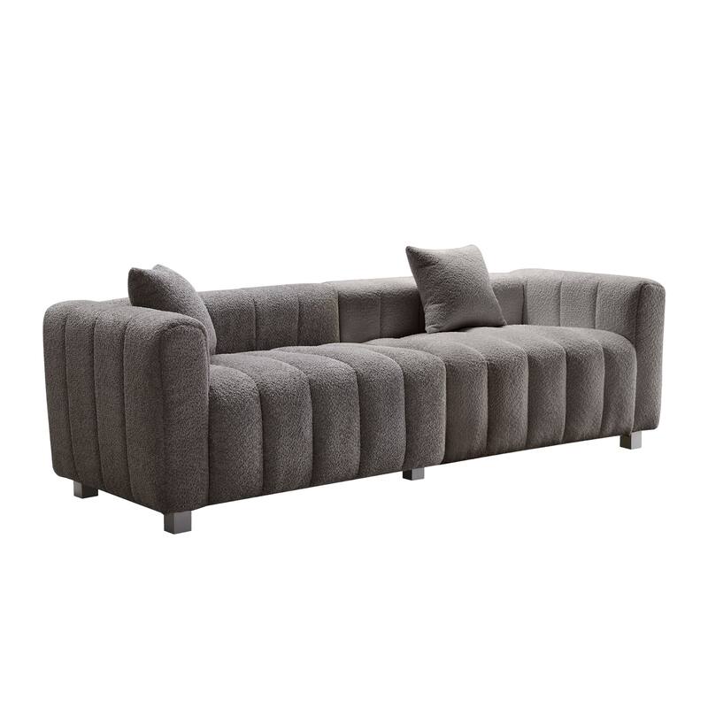87.4" Luxury 3-Seater Sofa Bubble Couch for Living Room, Velvet Deep Seat Sofa Couch, Loveseat Sofa with Metal Legs