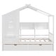 preview thumbnail 3 of 7, White Wooden House Bed with Roof, Drawers, Storage Shelf