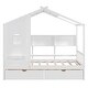 preview thumbnail 12 of 34, Wooden House Bed with Roof, 2 Drawers, and Storage Shelf