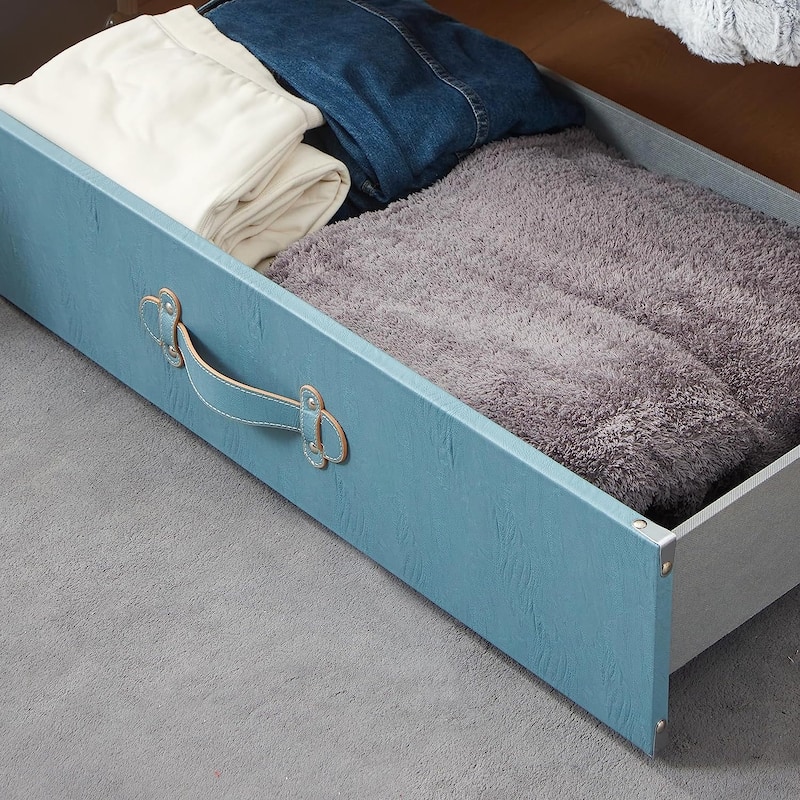 Texture® Brand - Rolling Under Bed Storage Drawer by DormCo - Weathered Smoke Blue
