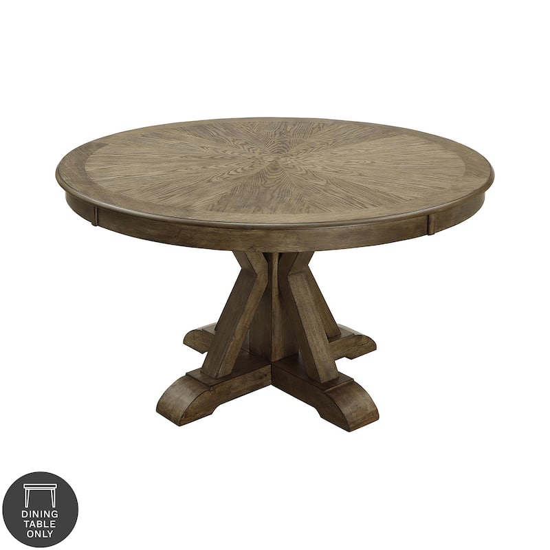 Furniture of America Dice Rustic Oak 54-inch Round Wood Dining Table