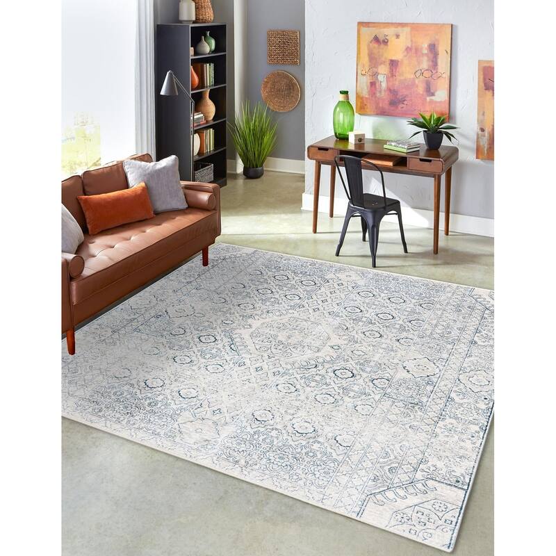 Traditional Haifa Collection Area Rug - Gray - 10'2" Square