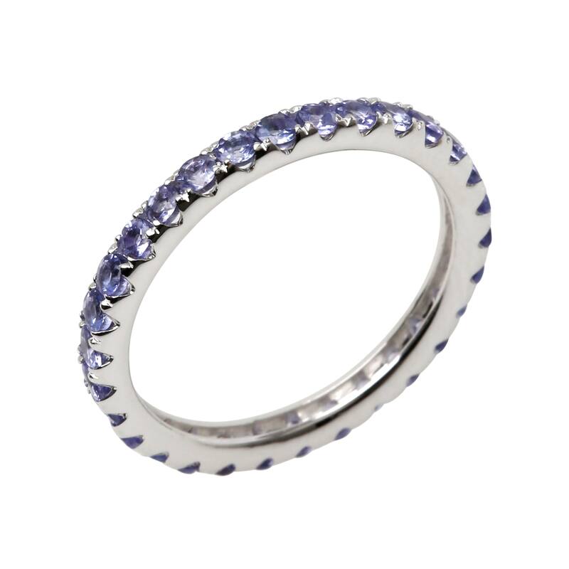 925 Sterling Silver Tanzanite Gemstone Eternity Band Ring