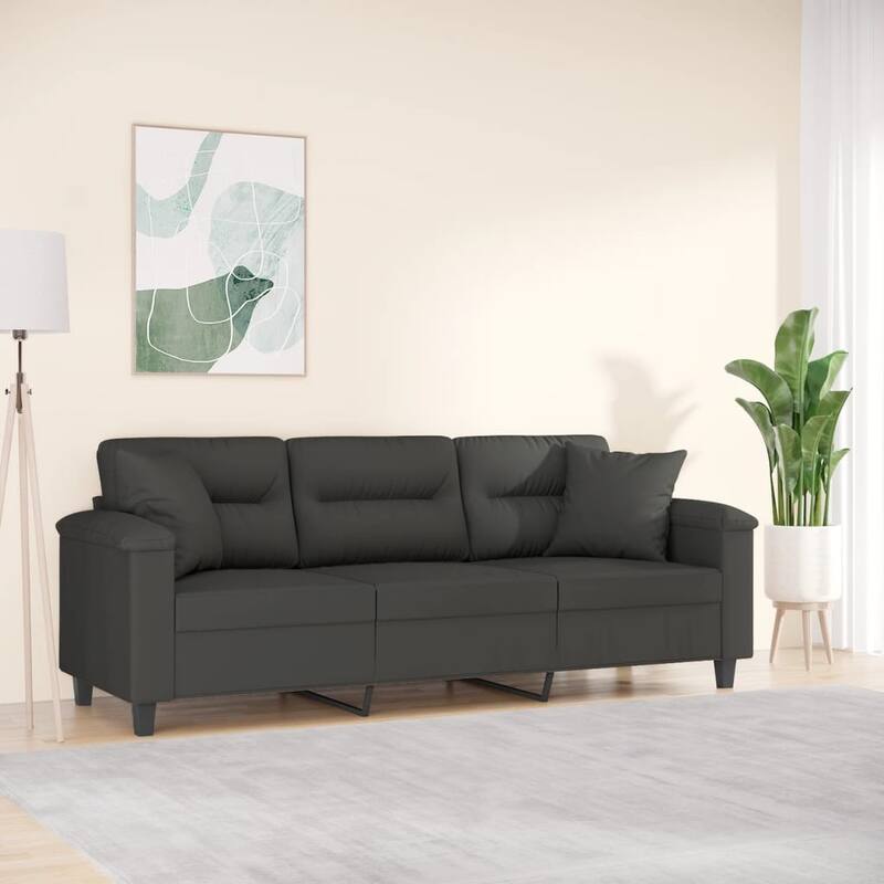 vidaXL Sofa Sectional Modern Couch with Pillows and Cushions Microfiber Fabric