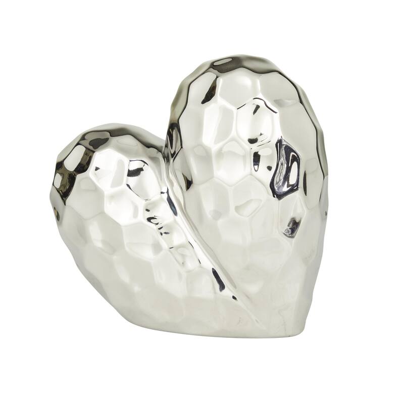 Gold, Black, Silver or White Porcelain Ceramic Dimensional Angled Origami Inspired Heart Decorative Sculpture