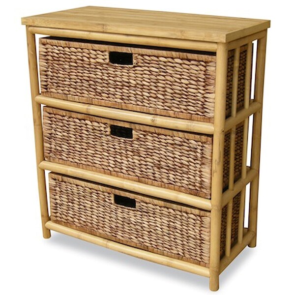 Shop Open Sided Bamboo Storage Cabinet W/ 3 Hyacinth ...