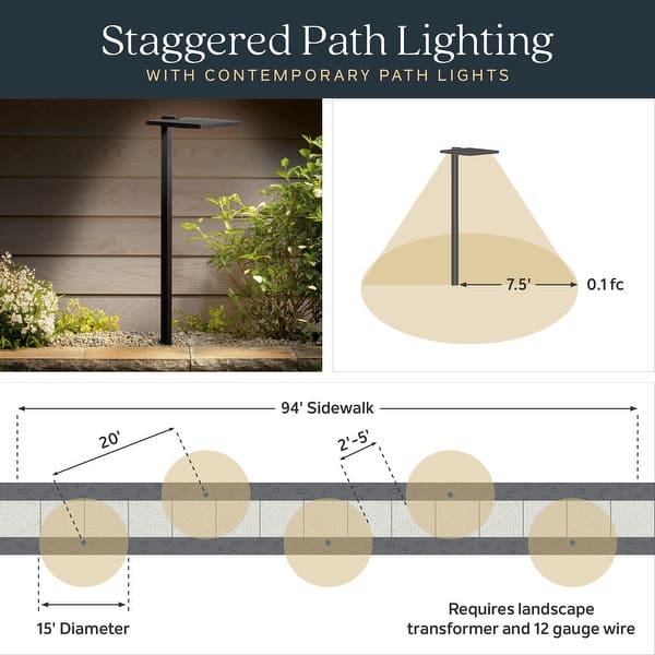 dimension image slide 0 of 2, Kichler Lighting 12 Volt 3000K LED 15.2" Round Bollards in Textured Black - 15.2