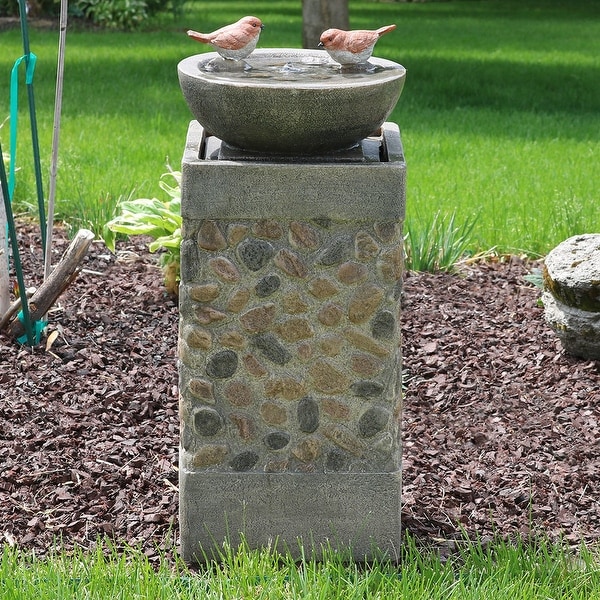 Sunnydaze Birdbath Basin on Pedestal Outdoor Garden Water Fountain - 29-Inch