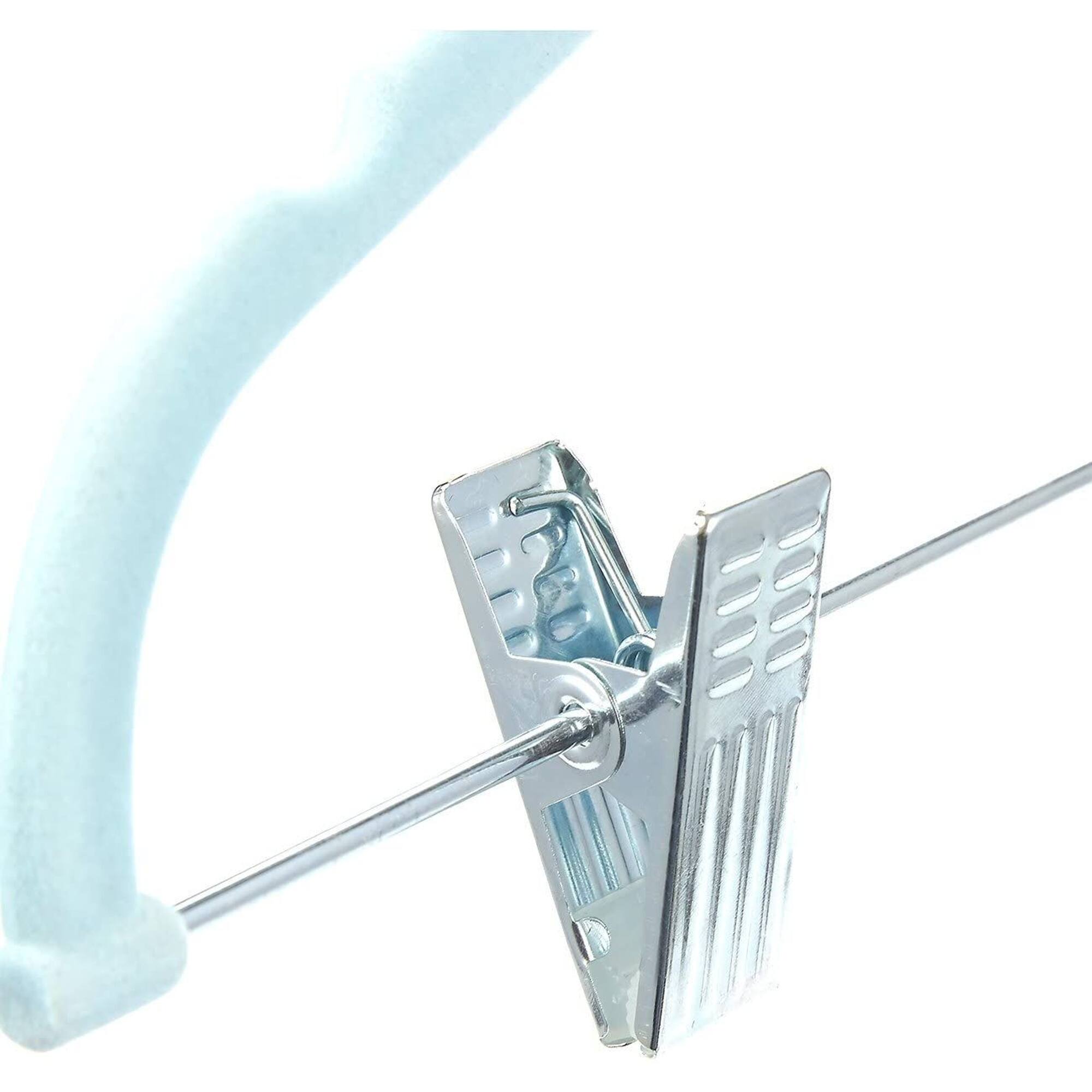 Blue Velvet Clothes Hangers with Clips for Baby Nursery and Kids Closet