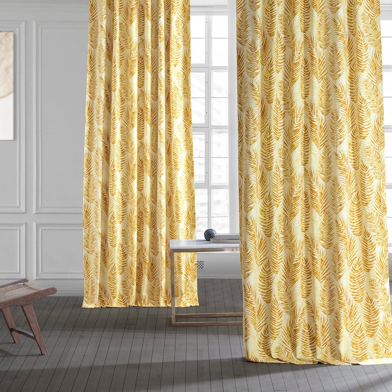 Exclusive Fabrics Ginsberg Modern Botanical Printed Cotton Room Darkening Curtains - Single Panel (1 Panel)