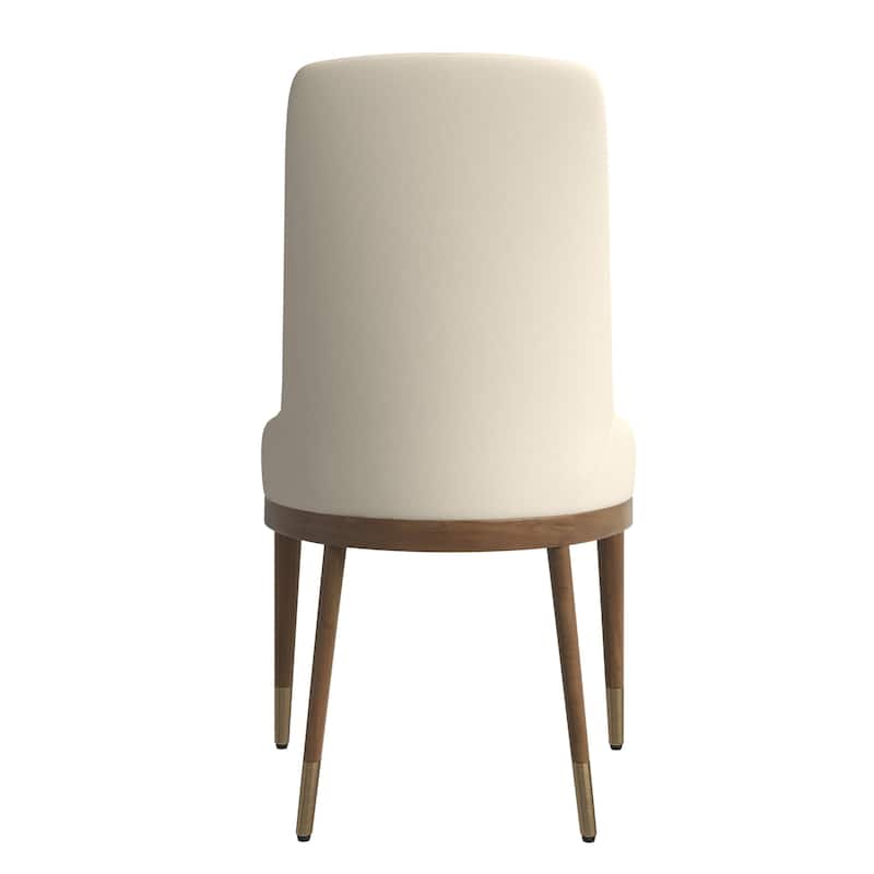 Dining Chair Upholstered in Leather with Rubberwood Frame Set of 4 Side Chair High Back and Gold Accent Legs