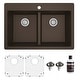 preview thumbnail 68 of 74, Karran 33" Top Mount Double Equal Bowl Quartz Kitchen Sink Kit - 33" x 22" x 9"