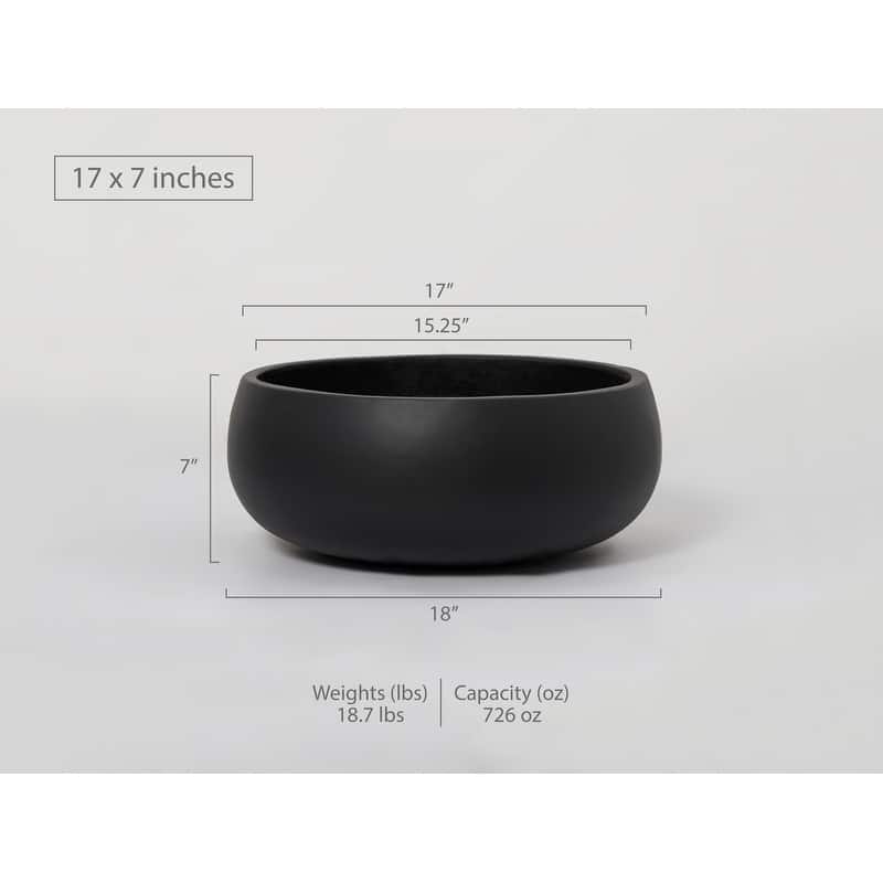 Indoor/Outdoor Large 1-Piece Nordic Minimalist Light Cement/Concrete Lightweight Round Centerpiece Bowl Planter Pot - 17, 13 in