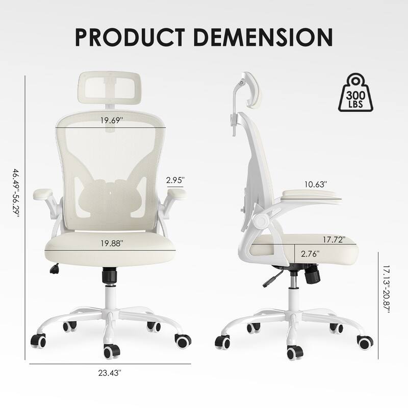 Ergonomic Office Chair, Home Office Desk Chair with Headrest, High Back Computer Chair with Adjustable Lumbar Support