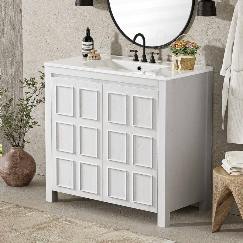 36 " Bathroom Vanity Organizer with Ceramic Sink