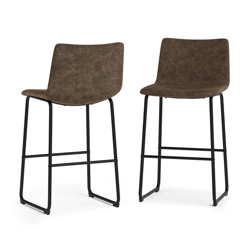 WYNDENHALL Adrienne Mid Century Modern Bar Stool (Set of 2) - 21.53" D x 19.49" W x 39.37"H