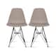 Set of 2 Mid-Century Modern Dining Side Chairs Armless Plastic Shell Seat with Black Metal Wire Eiffel Base, White