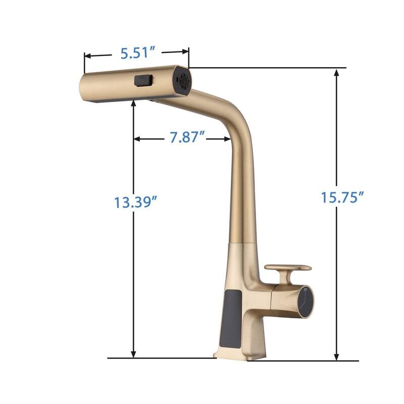 Matte Black Smart Temp 3 Mode Faucet with Pull Down Sprayer​