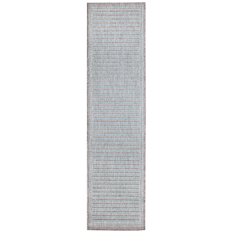 Liora Manne Malibu Simple Border Indoor/Outdoor Rug - 1'11" x 7'6" - Aqua