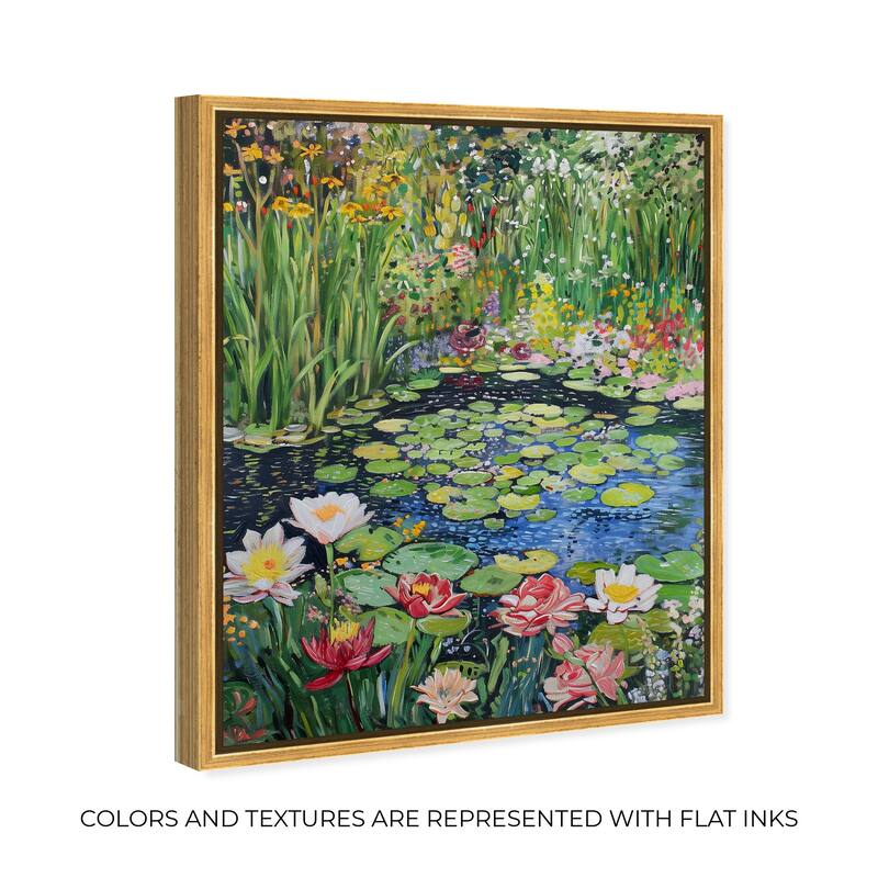 Art Remedy Impressionist Pond Framed Impressionism 1 Piece Canvas Wall Art /Monet And Van Gogh Inspired Art