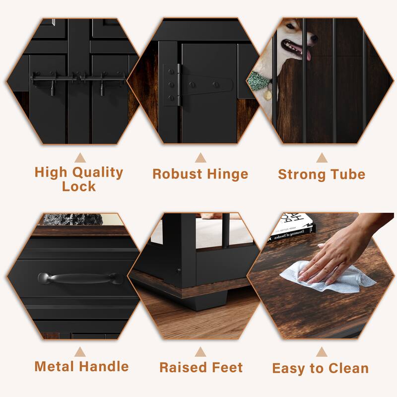 72.4 Inch Wooden Large Furniture Dog Crate with Drawers & Divider