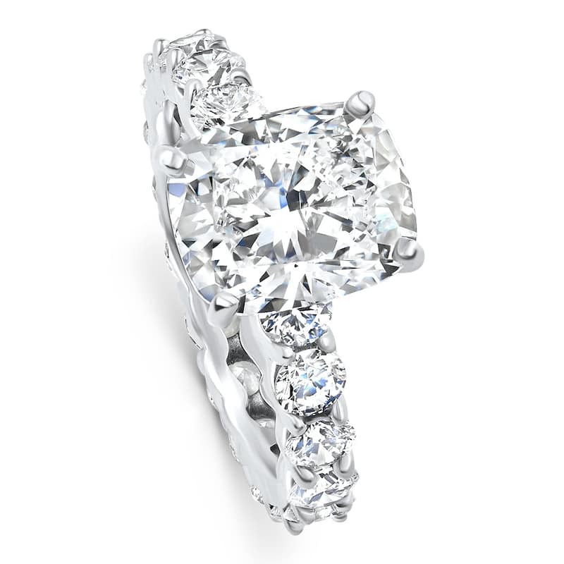 Certified 6.90Ct Cushion Diamond Engagement Eternity Ring Gold Lab Grown