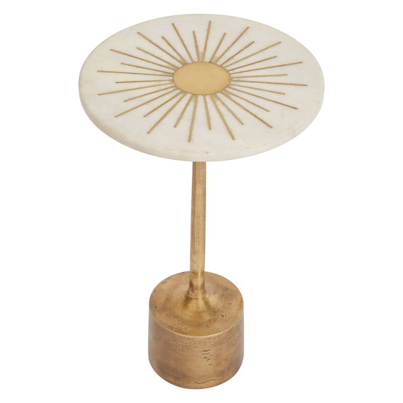 Marble & Metal Sunburst Table with Pedestal Base