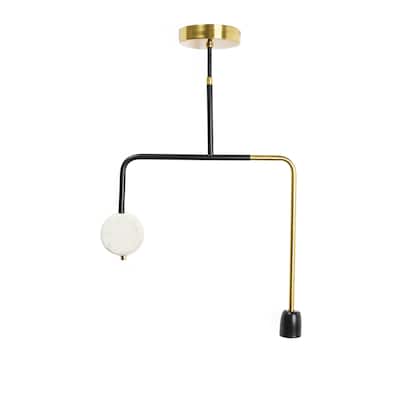 Marble Pendant Lamp - 16.3"L x 5.0"W x 25.3"H