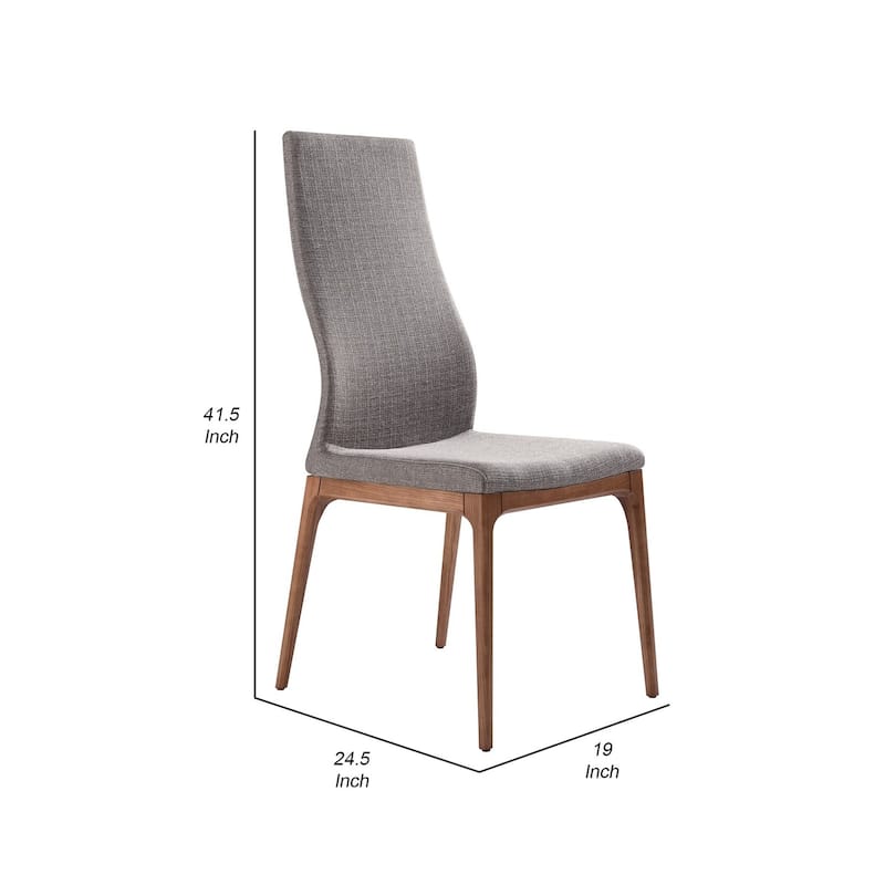 Brown/Gray Fabric Upholstered Wood Frame Dining Chair, Set of 2, Sturdy Dining Chair for Dining Rooms - 23.5