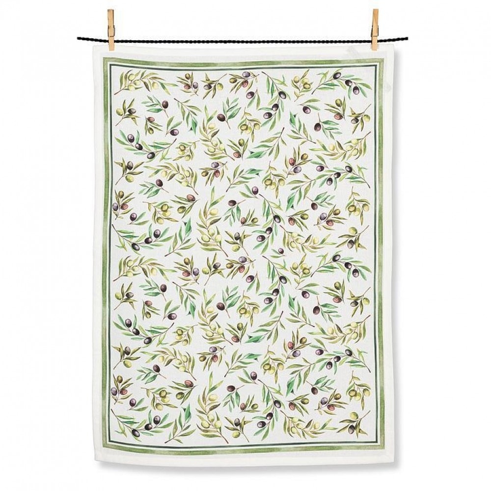 Olives & Leaves Tea Towel