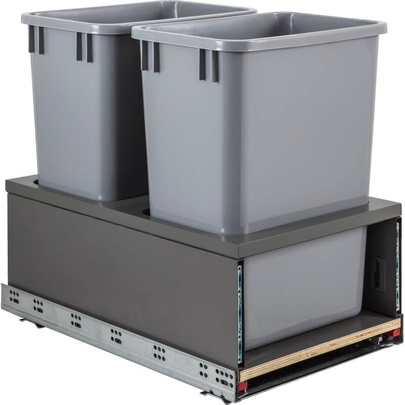 Hardware Resources CAN-MDB Series Bottom Mount Double Bin Trash Can - Grey