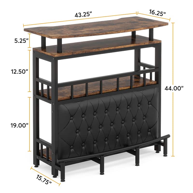 Bar Unit Bar Counter Table for Home Liquor with Front Upholstered ...