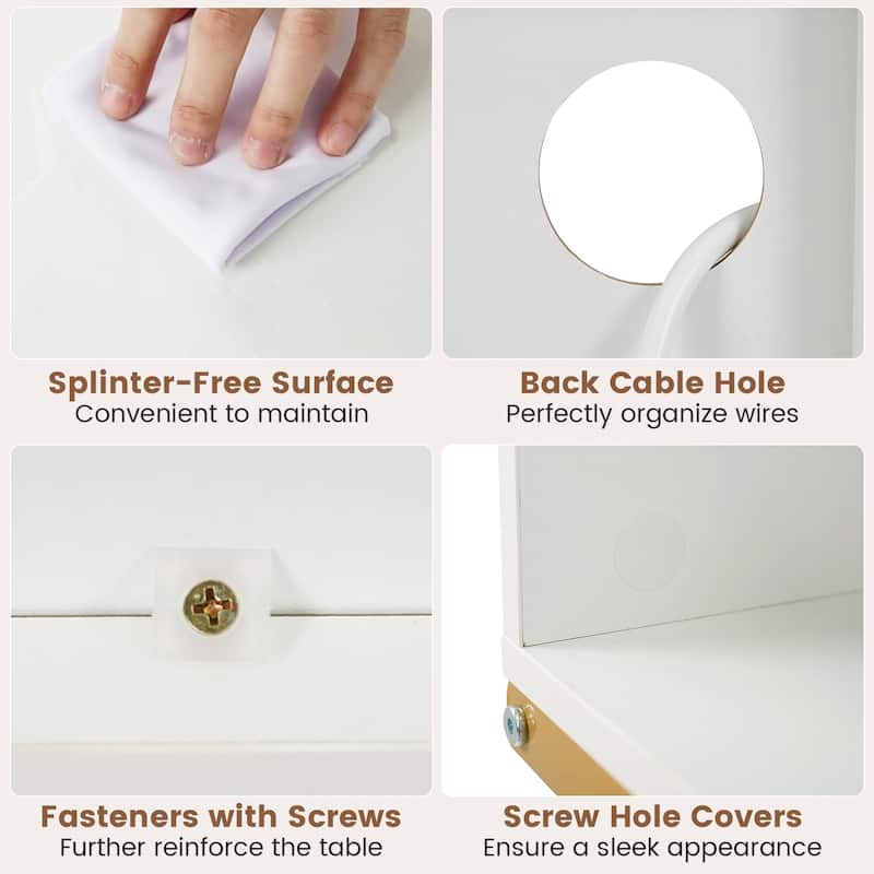 Gymax 40'' Console Table w/ Power Strip 3-Tier Entryway Table w/ RGB