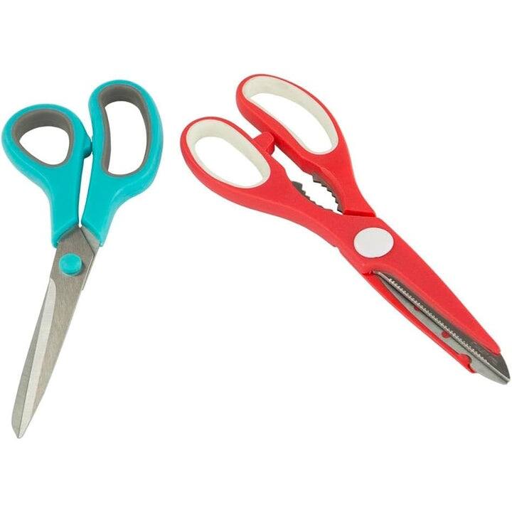 Home Basics 2 Pack Kitchen Tools Scissors, Blue and Red