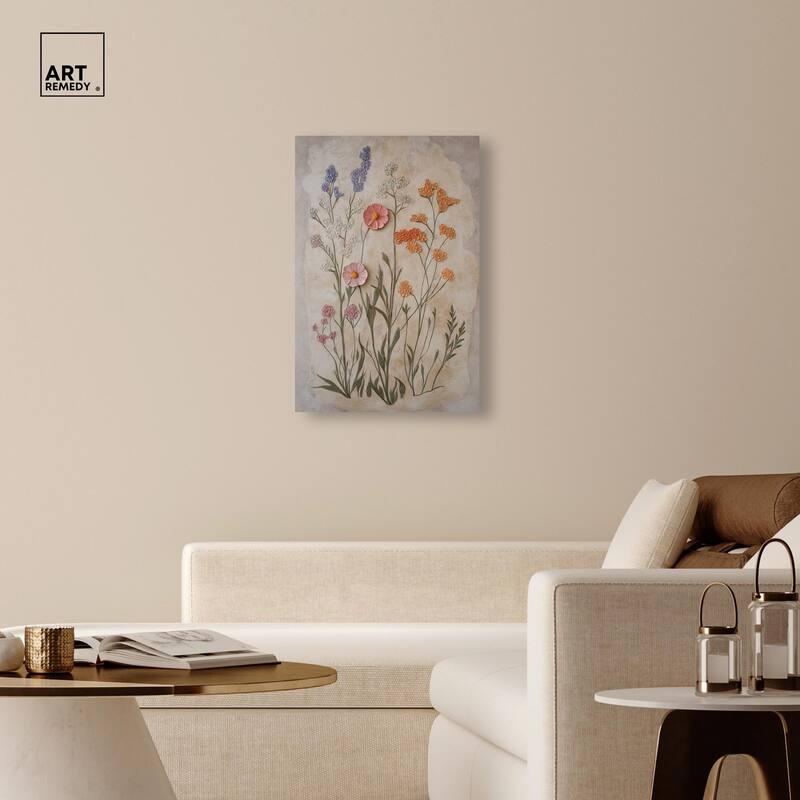 Sculpted Flora Frieze I Canvas by Art Remedy, Gallery Wrapped