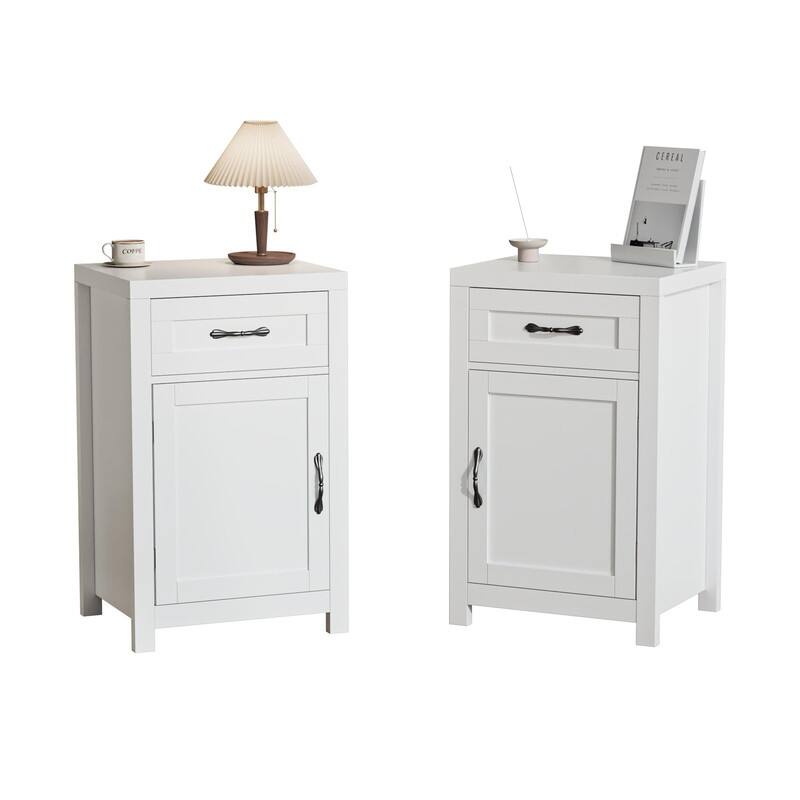 Farmhouse Night Stand with Barn Door - White | Size: 2