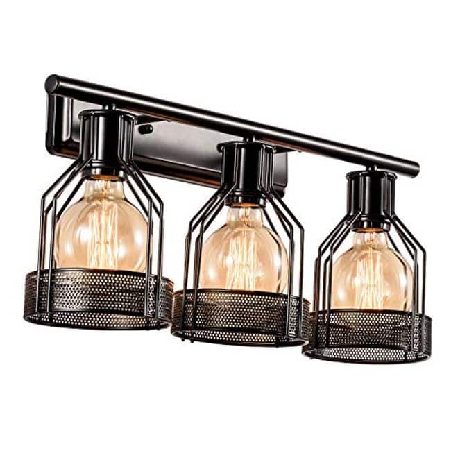 3 light vanity industrial cage wall sconce light