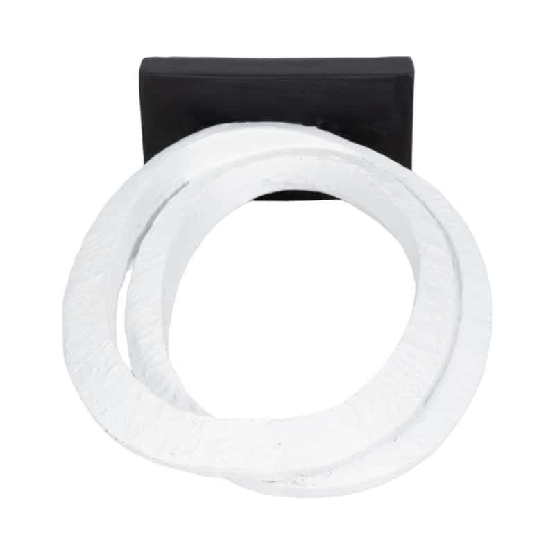 Sagebrook Home Polyresin 11-Inch Oval Loops Sculpture in White with Volcano Texture - 7" x 3" x 11"
