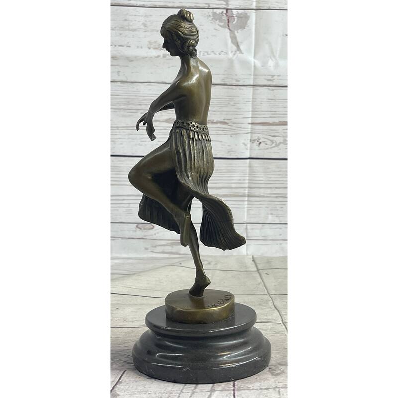 Topless Hawaiian Hula Dancer Girl Art Deco Bronze Sculpture Statue Figure 10 Inches X 4 Inches