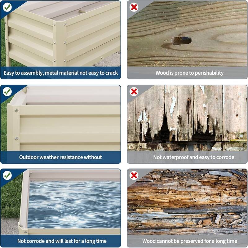 50x17x32 Inch Elevated Galvanized Raised Garden Bed with Legs Large Planter Box Sturdy Outdoor Metal Garden Bed Black