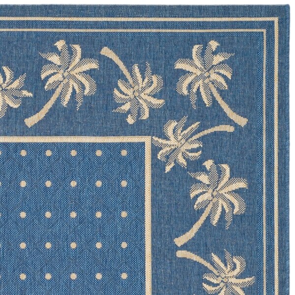 SAFAVIEH Spalier Teppich Courtyard Collection – Kurzer Flor, Blau/Beige, 69 X 244 Cm, Für Innen & Außen, Schmutzabweisend & Familienfreundlich