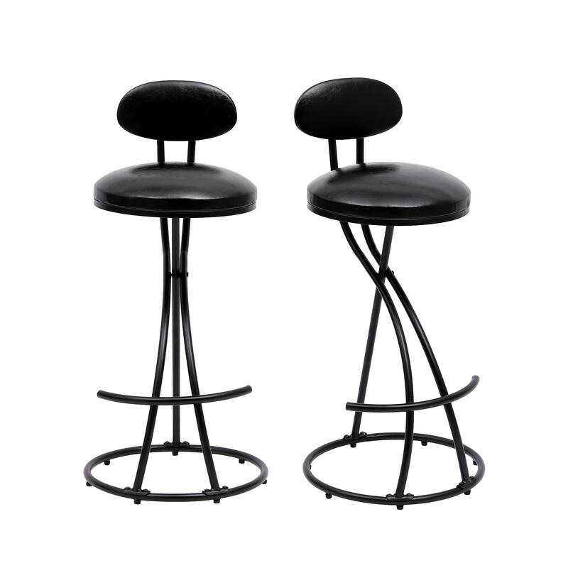 Bar Stools Upholstered Counter Height Barstools for Island, Set of 2 Modern PU Leather/Velvet Dining Chairs with Footrest